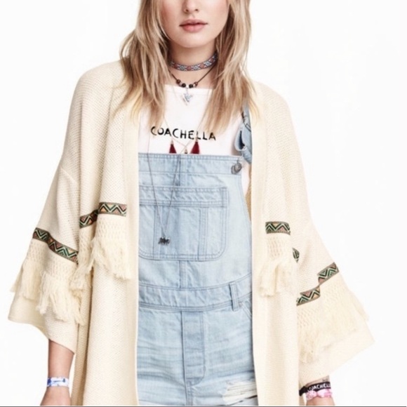 H&M Coachella Boho Cream Cardigan - Picture 1 of 12